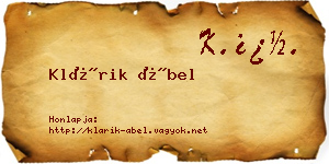 Klárik Ábel névjegykártya